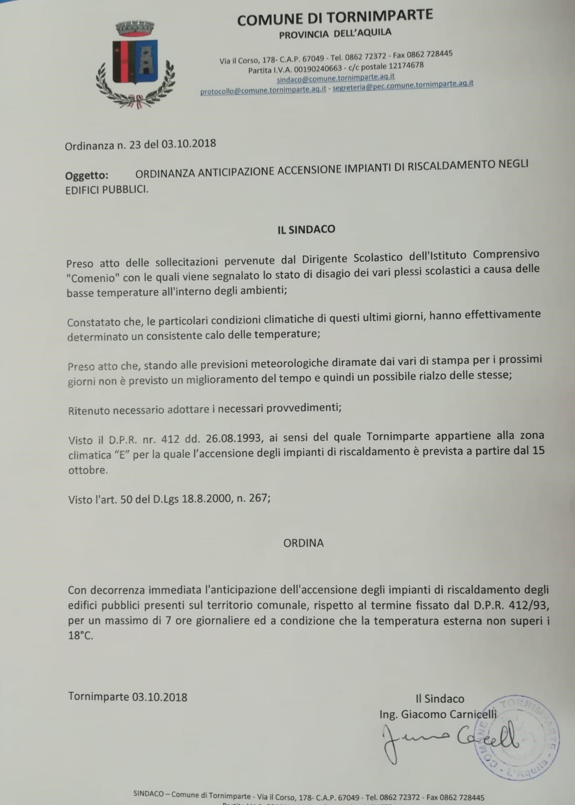 ANTICIPAZIONE RISCALDAMENTO EDIFICI PUBBLICI