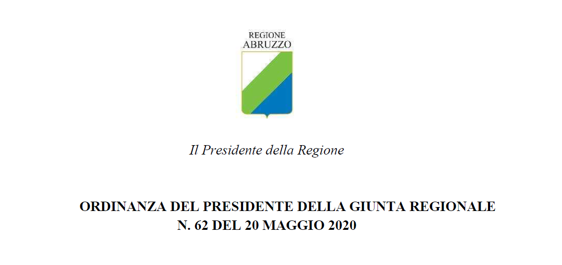 Ordinanza n.62 del Presidente della Giunta Regionale